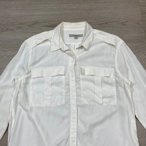 Allsaints Millie Military Button Up Shirt Women's S Minimalist Casual - Picture 2 of 10